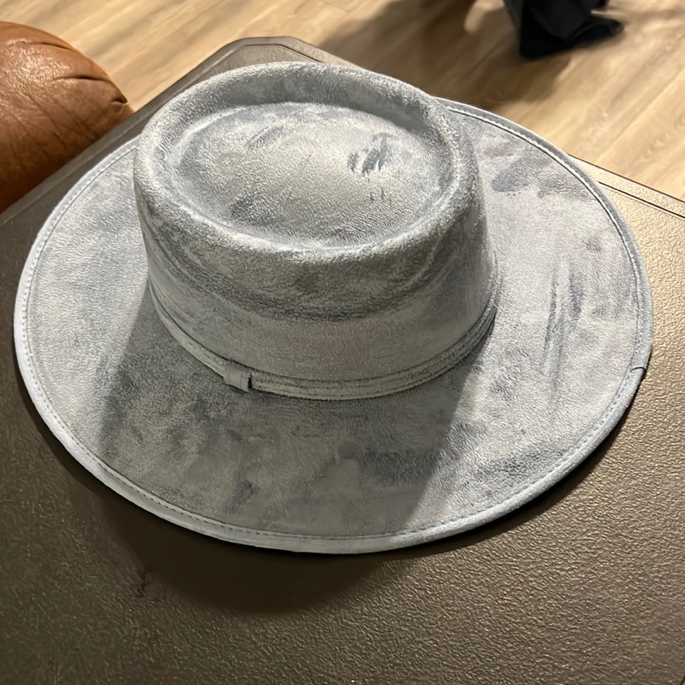 Light Blue Suede Fedora Hat